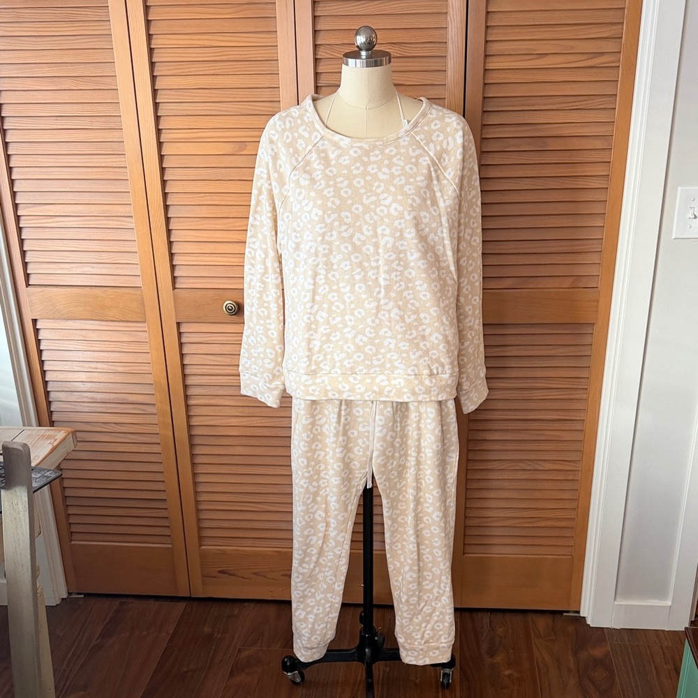 Cozy Cream Leopard Print Pajama Set